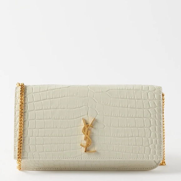 CASSANDRE PHONE HOLDER WITH STRAP IN SHINY CROCODILE-EMBOSSED LEATHER - Picture 2 of 16